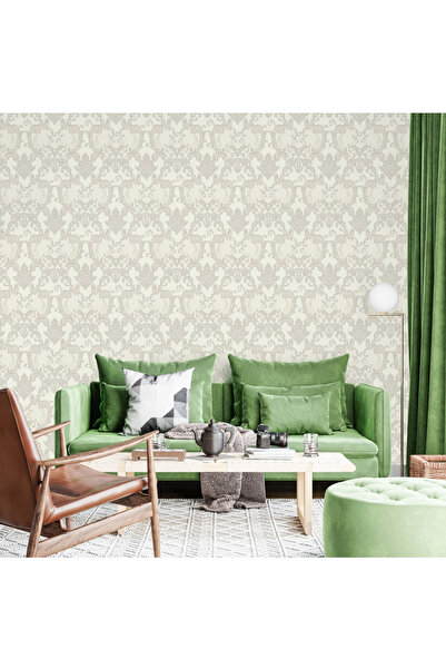 Adawall Damask Desen Duvar Kağıdı | ROCOCO 1411-1/15, Bej, Krem, 1.06x15.6m -...