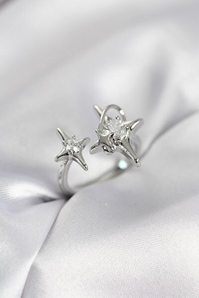 Inure Jewelry خاتم نسائي من حجر الزركون موديل نجمة القطب باللون الفضي