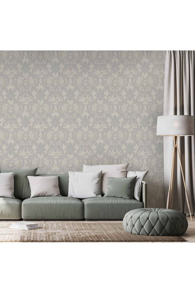 Adawall Damask Desen Duvar Kağıdı | ROCOCO 1411-3/15, Bej, Krem, 1.06x15.6m -...