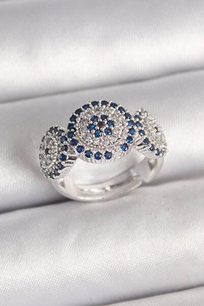 Inure Jewelry النحاس الفضة اللون الزركون حجر عين الشر حبة نموذج خاتم المرأة ق...