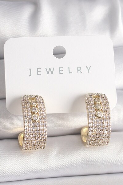 Inure Jewelry أقراط نسائية من حجر الزركون الذهبي اللون من النحاس موديل ميسيكا