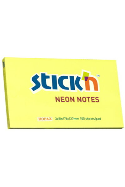 Stickn Self-adhesive notes 76 x 127 mm, 100 sheets, Stick"n - neon yellow
