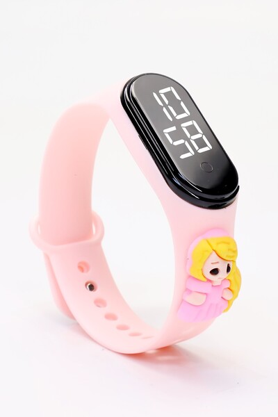 Telvesse Kız Figürlü Dijital LED Takvimli Çocuk Kol Saati Dokunmatik Tuşlu Su...