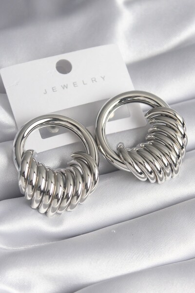 Inure Jewelry Brass Silver Color Hoop Spiral Model Women's Earrings