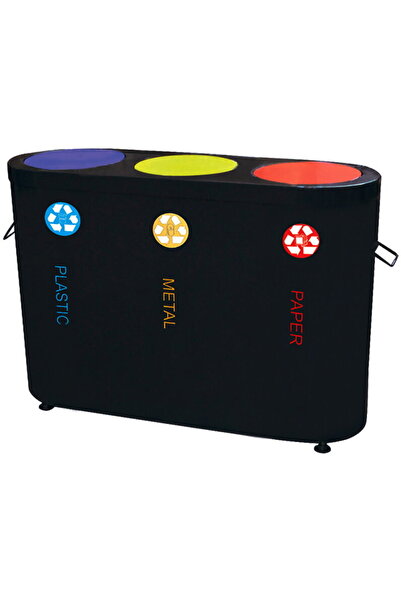Other Garbage bin set, selective collection, black metal recycling bin, 3*54 ...