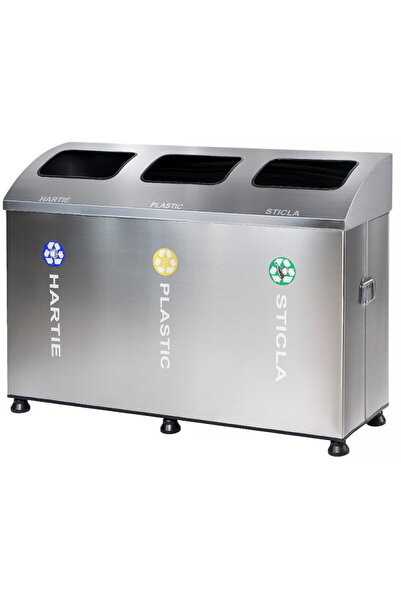 Other Set 3 cosuri gunoi inox colectare selectiva 3*54 litri