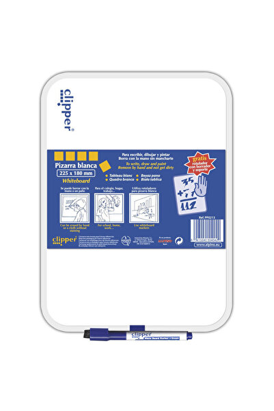 ALPİNGO Tablita pentru scris 25.5 x 18 cm + marker, CLIPPER - alba