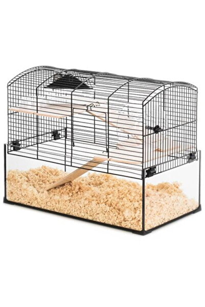 Zolux Small black cage with a glass bowl