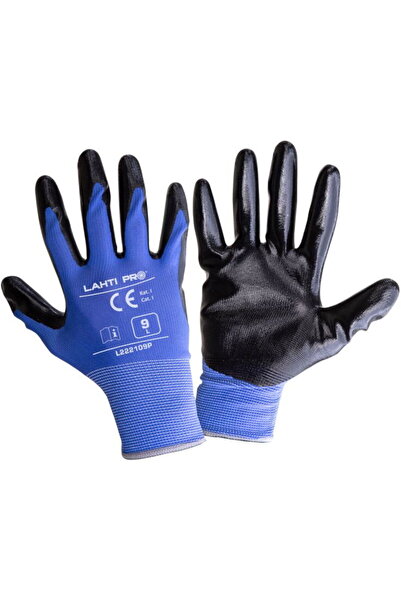 Lahti Pro Nitrile glove with Polyester / black-blue - 9