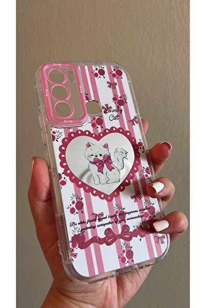 TechTrove حافظة على شكل قطة مع مرآة De منقوش متوافقة مع هاتف Infinix Hot 12i