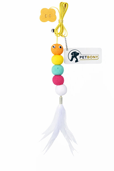 BONYPET Cat Toy with Bell and Furry String, Hanging on the Door or High Up, C...