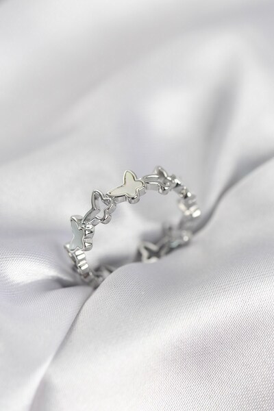 Inure Jewelry Silver Color Butterfly Model Brass Women's Ring