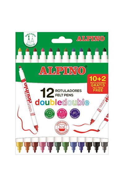 ALPİNGO Carioca lavabila, 12 culori/cutie, vaft 2mm/4.5mm, ALPINO Double Doub...
