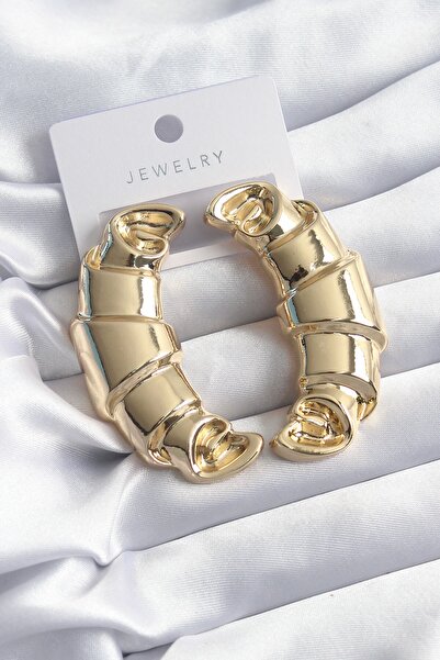 Inure Jewelry Brass Gold Color Croissant Model Women's Earrings