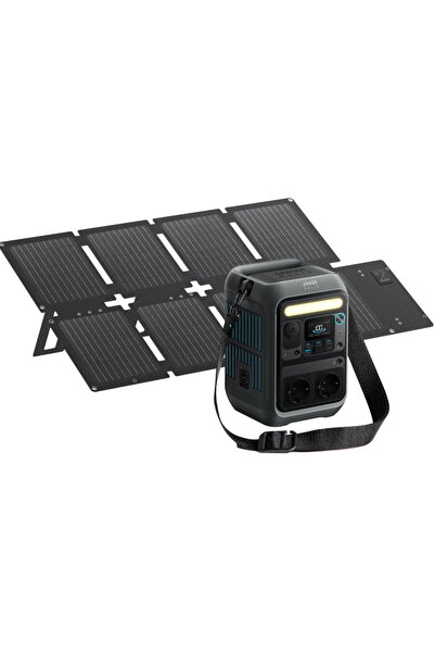 Anker Solix Kit Statie de alimentare C300X AC cu Panou solar 60W portabil