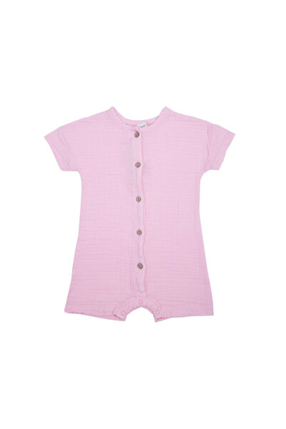 Mod Kids Body unisex MODJEANS, bumbac, roz, design cu nasturi, pentru 6-12 lu...