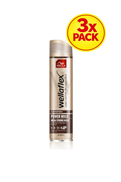 Wella 3x PACK Wellaflex Power Hold Mega Strong 5+ Hairspray 250ml