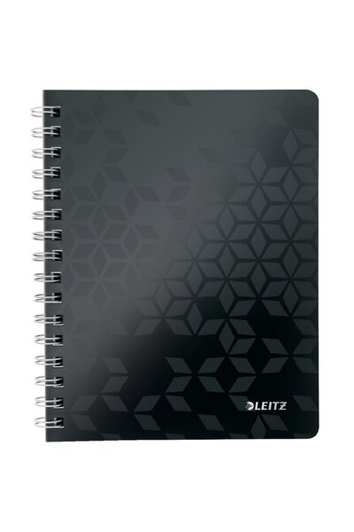 Leitz WOW office notebook, PP, A5, 80 sheets, spiral bound, mathematics, black