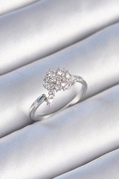 Inure Jewelry خاتم نسائي من النحاس الفضي اللون بحجر الزركون