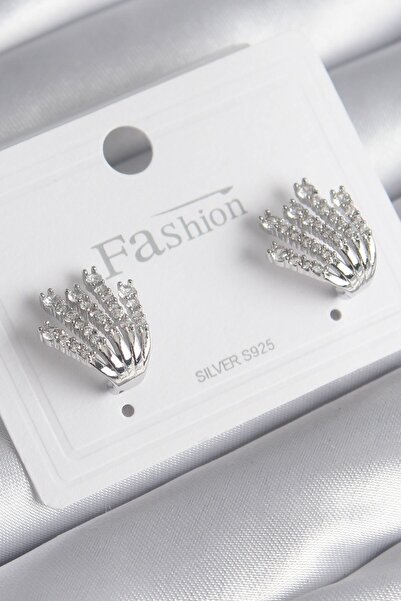 Inure Jewelry Brass Silver Color Zircon Stone Women's Earrings