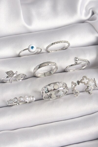 Inure Jewelry النحاس الفضة اللون عين الشر حبة التفاصيل لؤلؤة فراشة مطرزة مجمو...