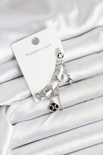 Inure Jewelry Brass Silver Color Women's Set Earrings