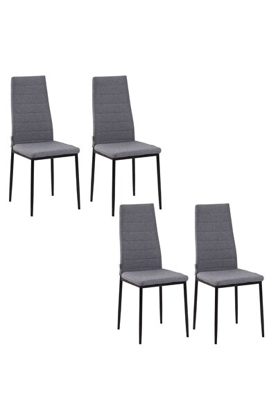 Grandia Set de 4 scaune de living, tapițate cu material textil, picioare meta...