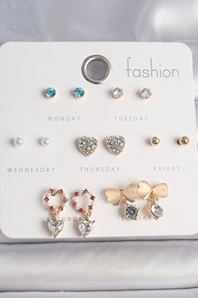 Inure Jewelry Brass Gold Color Zircon Stone Heart White Enamel Bow Figure 7 P...