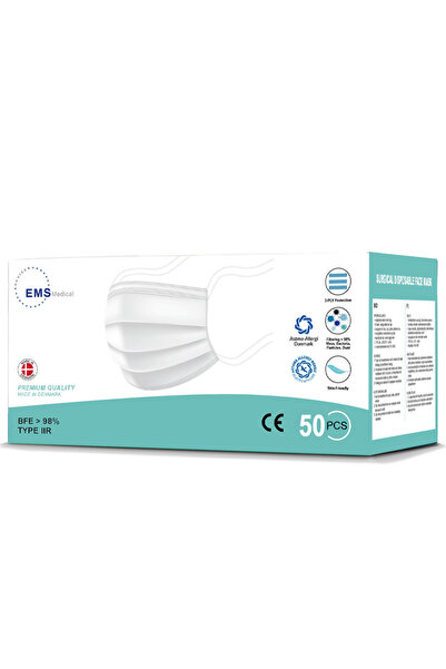 Ems أقنعة وجه ذات 3 طبقات للاستخدام مرة واحدة (النوع A&C، 50 قطعة)