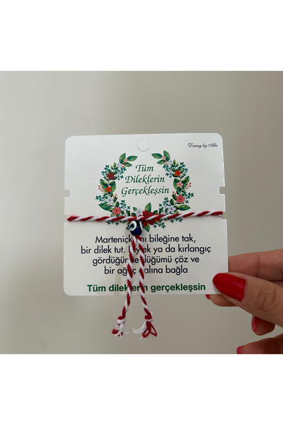 Madame Deco & Takı Madame Nazar Beaded Marteniçka Bracelet – Red and White Wi...