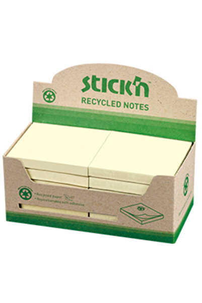 Stickn Self-adhesive notes 76 x 76 mm, recycled paper, 100 sheets, 12 pcs/box...