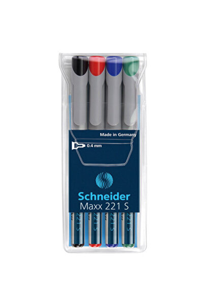 SCHNEIDER Universal non-permanent marker Maxx 221 S, tip 0.4mm, 4 colors/set ...