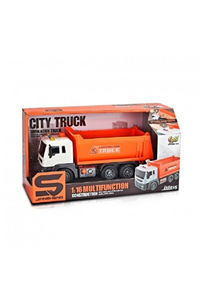 Noname Φορτηγό με ρυμουλκούμενο # 44; πορτοκαλί& # 44; με κουμπί τριβής και π...