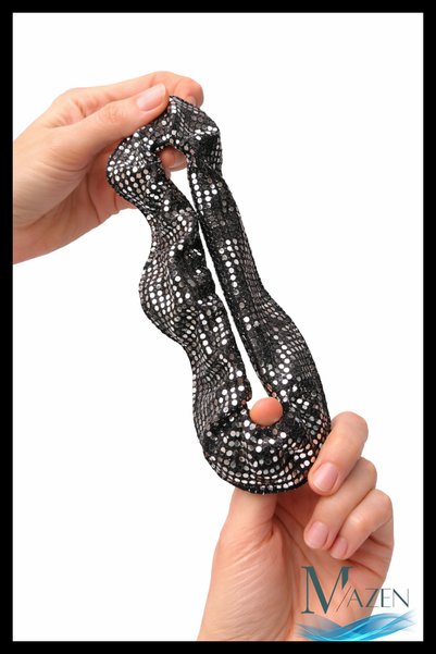 MAZEN Black Sequined Hair Clip |   Sparkling Scrunchie Model |   Women's Accessory Elastic Buckle