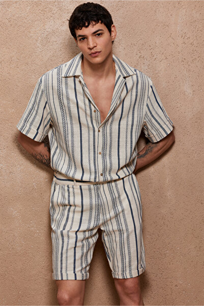 Dear Deer Rustic Blue Linen Shirt & Shorts Set