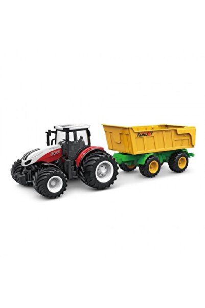 Noname Tractor rosu cu telecomanda 2.4G scara 1:24, cu remorca ga...