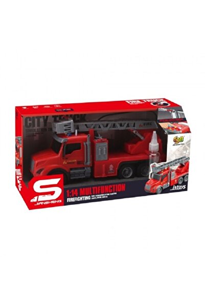 JS Toys Camion pompieri cu scara, buton apa, frictiune, sunete si...