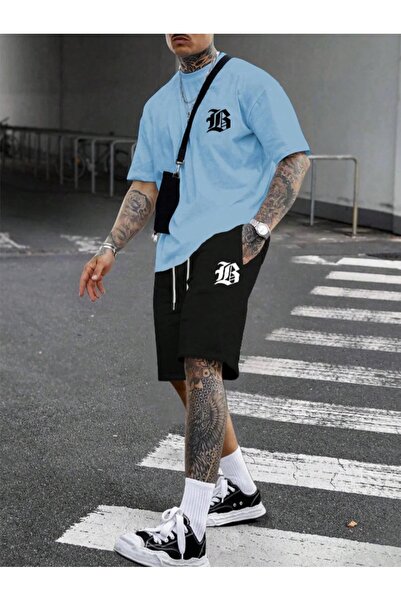 PERISENSE طقم تي شيرت وشورت رياضي للجنسين - طقم رياضي صيفي كبير الحجم، مجموعة...