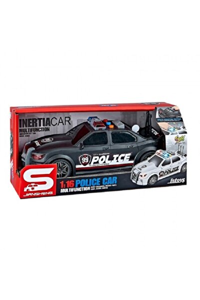 JS Toys Μαύρο αστυνομικό αυτοκίνητο με ανοιγόμενο πορτμπαγκάζ με μηχανισμό τρ...