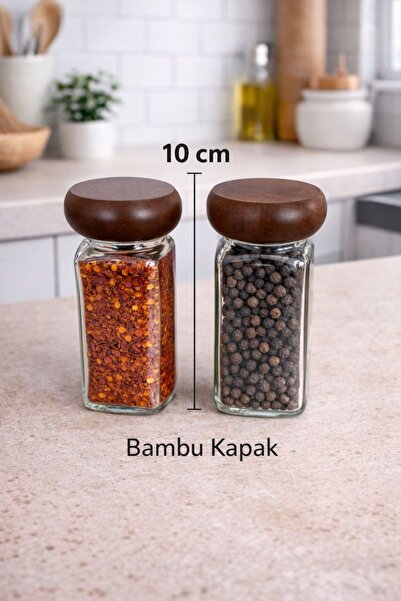 Modernica 2 Piece Glass Spice Jar Set with Acacia Lid Spice Set 120ml