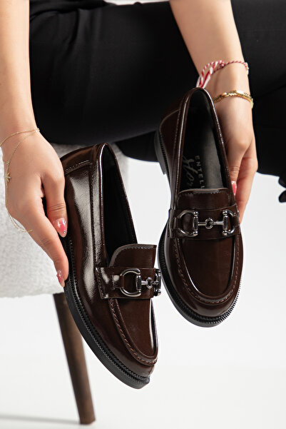 Entella Store Pantofi casual de damă loafers Moccasin Large cu cataramă din p...