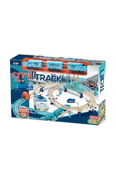 Noname Set de joaca Cale ferata albastra cu tren electric, elemente fosfo...