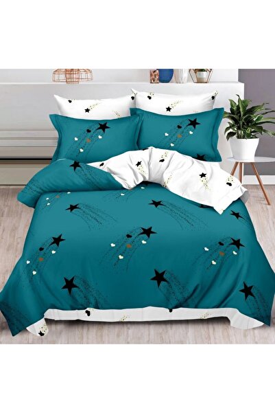 CumparaMisim Двуспален спално лен, Finet, 6 части, бяло, зелено, звезди