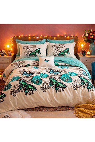 CumparaMisim Διπλό Λινό, Finet, 6 τεμάχια, Τυρκουάζ, πεταλούδες