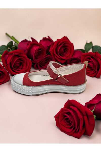 MOMYKİDS Kız Çocuk Kanvas Cırt Cırtlı Babet Sneaker Ayakkabı