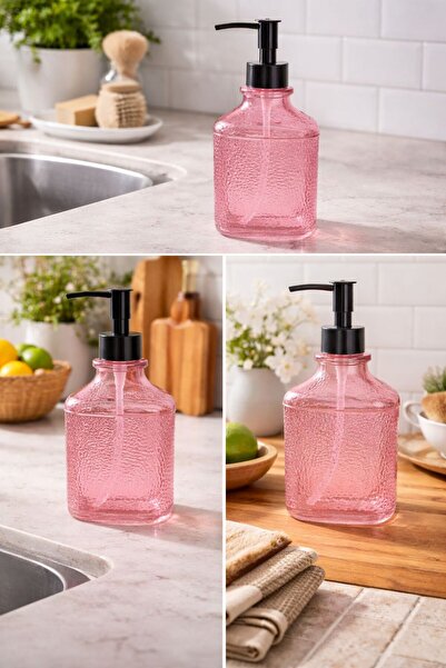Modernica موزع صابون سائل زجاجي منقوش حديث سعة 530 مل