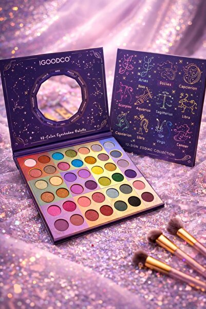 IGOODCO Paletă Farduri Ochi 48 Culori – Zodiac, Pigmentare Intensă, Mat & Shi...