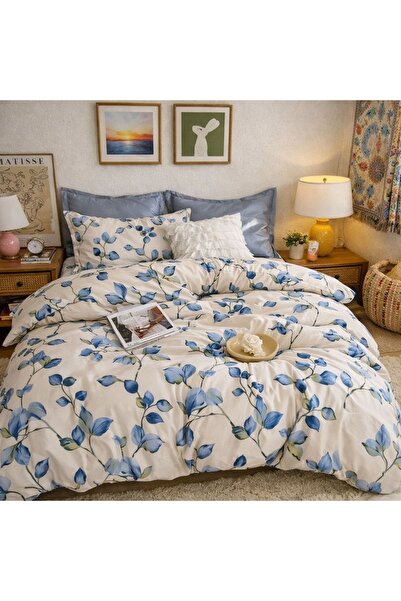 CumparaMisim Lenjerie pat dublu, Finet, 6 piese, Bleu, frunze