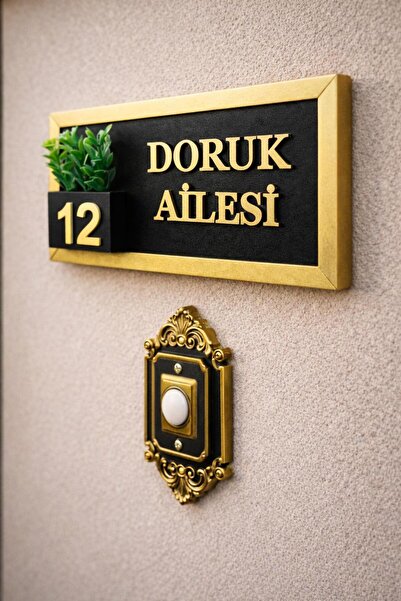 SHELİFE Kişiye Özel Ahşap Kapı İsimliği Çiçekli – 10x20 cm MDF Dekoratif Kapı...