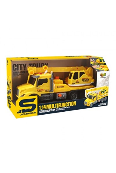 JS Toys Camion macara galbena cu frictiune, buton presiune, sunete si...